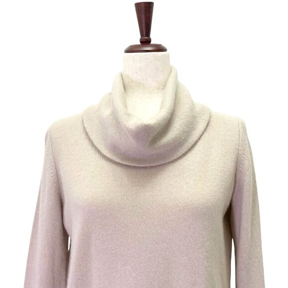Theory Royal Cashmere Cowl Neck Sweater Light Tan Jumper Turtleneck Size Small - Picture 7 of 15
